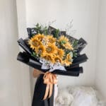 10 Sunflowers in Black