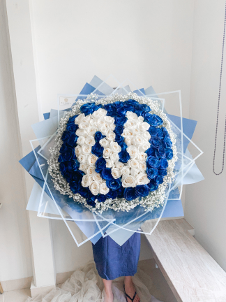 100 Blue Initial Rose