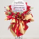 Artificial Red & Gold Standing + Acrylic