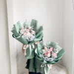 Medium Pink in Sage Green